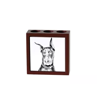 Dobermann, Doberman Pinscher, Dobie I - pen holder with a dog, desk organizer with a print, personalized desk decoration from the Art-Dog brand.