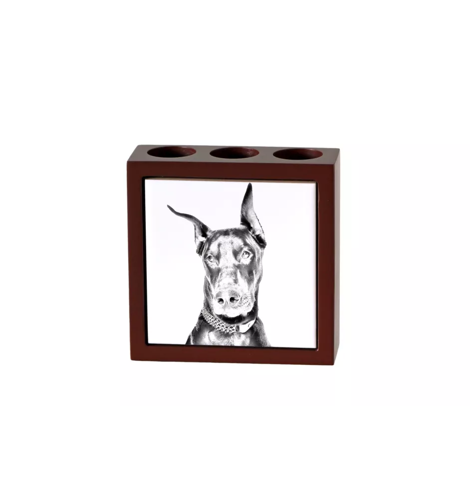 Dobermann, Doberman Pinscher, Dobie I - pen holder with a dog, desk organizer with a print, personalized desk decoration from the Art-Dog brand.