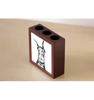 Dobermann I - Stifthalter mit Hund, Schreibtischorganizer mit Aufdruck, personalisierte Schreibtischdekoration der Marke Art-Dog