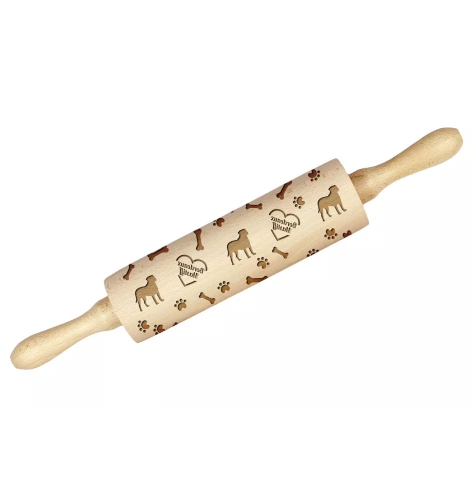 Dogue de Bordeaux, French Mastiff, Bordeauxdog - rolling pin with a dog, decorating cookies with a rolling pin in patterns, a gift for the ceramicist of the Art-Dog brand