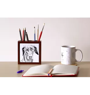 Dobermann - Stifthalter mit Hund, Schreibtischorganizer mit Aufdruck, personalisierte Schreibtischdekoration der Marke Art-Dog