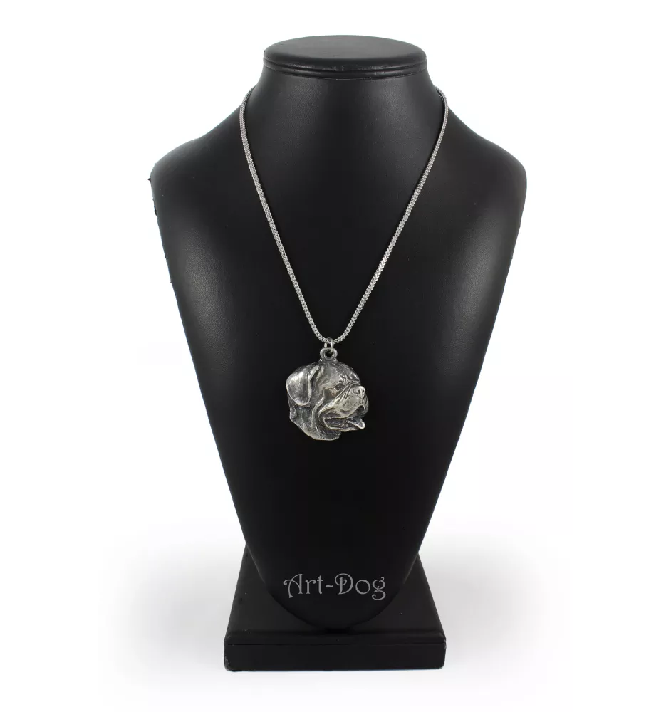 Dogue de Bordeaux I - un collier avec un chien, un pendentif de chien sur une chaîne en argent, un bijou unique de la marque Art-Dog