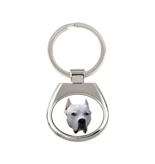 Dogue argentin, Dogo argentino - porte-clés géométrique avec photo et inscription Art-Dog
