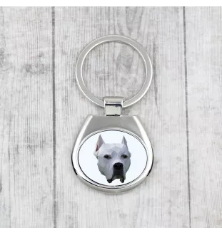 Dogue argentin, Dogo argentino - porte-clés géométrique avec photo et inscription Art-Dog