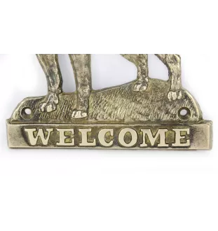 Bordeauxdogge, Dogue de Bordeaux - Türschild mit Hund, messingfarbenes Willkommensschild, einzigartiges Schild mit der Aufschrift Welcome von der Marke Art-Dog