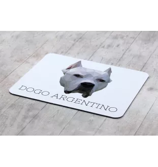 Argentinische Dogge, Dogo Argentino - geometrisches Mauspad mit Bild und Aufschrift von Art-Dog