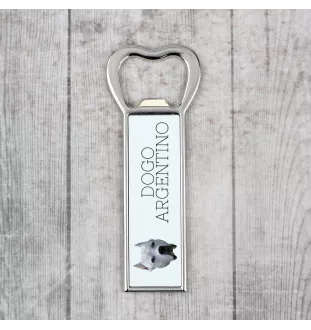 Dogue argentin, Dogo argentino - ouvre-bouteille avec une image et une inscription pour la bière Art-Dog