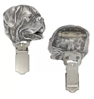 Dogue de Bordeaux - broche avec pince, support pour numéro de départ, épingle argentée pour exposition de chiens de la marque Art-Dog