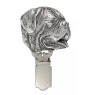 Dogue de Bordeaux, French Mastiff, Bordeauxdog - brooch with a clip, holder for a start number, silver-plated dog show pin from the Art-Dog brand