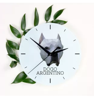 Dogo Argentino - geometric wall clock with a picture and the brand name Art-Dog