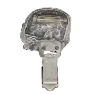 Dogue de Bordeaux, French Mastiff, Bordeauxdog - brooch with a clip, holder for a start number, silver-plated dog show pin from the Art-Dog brand