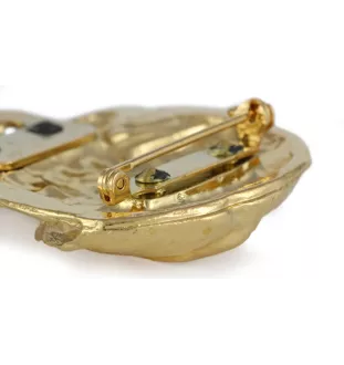 Dogue de Bordeaux, French Mastiff, Bordeauxdog - brooch with a clip, gold-plated holder for a start number, a gift for a dog show by Art-Dog brand.