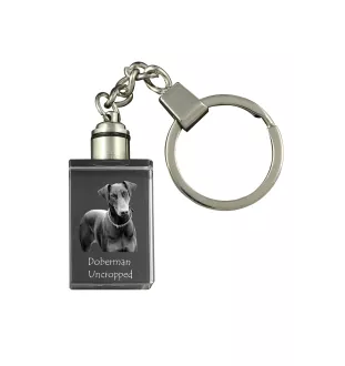 Dobermann I - Schlüsselanhänger aus Kristall mit Hundefoto, beleuchteter Schlüsselanhänger, einzigartiges Geschenk der Marke Art-Dog