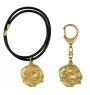 Dogue de Bordeaux I - porte-clés et collier avec chien dans une boîte, produit plaqué or de haute qualité, marque Art-Dog