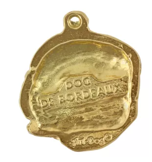 Dogue de Bordeaux I - porte-clés et collier avec chien dans une boîte, produit plaqué or de haute qualité, marque Art-Dog