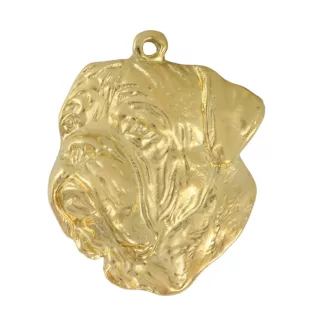 Dogue de Bordeaux, French Mastiff, Bordeauxdog II - keychain and necklace with a dog in a box, high-quality gold-plated product, Art-Dog brand