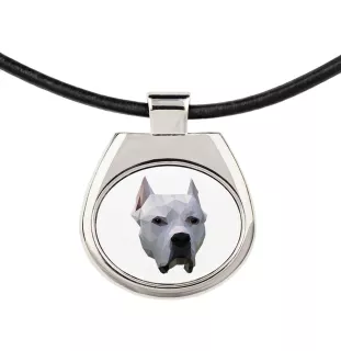 Dogue argentin, Dogo argentino - collier avec une photo et un motif géométrique de la marque Art-Dog