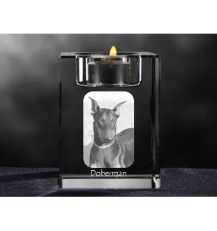 Doberman świecznik kryształowy z psem Art-Dog