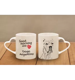 Argentinische Dogge, Dogo Argentino - Tasse mit Hund, entzückende Tasse mit herzförmigem Henkel, universelles Geschenk der Marke Art-Dog