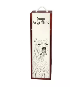 Argentinische Dogge, Dogo Argentino - Weinbox mit Hund, Alkoholbox mit Grafik, personalisierte Geschenkbox der Marke Art-Dog