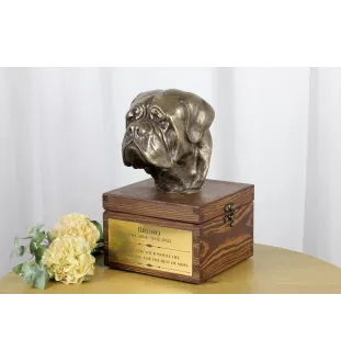 Dogue de Bordeaux - urne pour les cendres du chien avec une statuette, petite urne pour chien, urne personnalisée avec le buste du chien de la marque Art-Dog