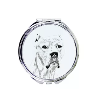 Dogo Argentino - Pocket mirror with a dog, personalized mirror for a purse, compact mirror with Art-Dog brand print.