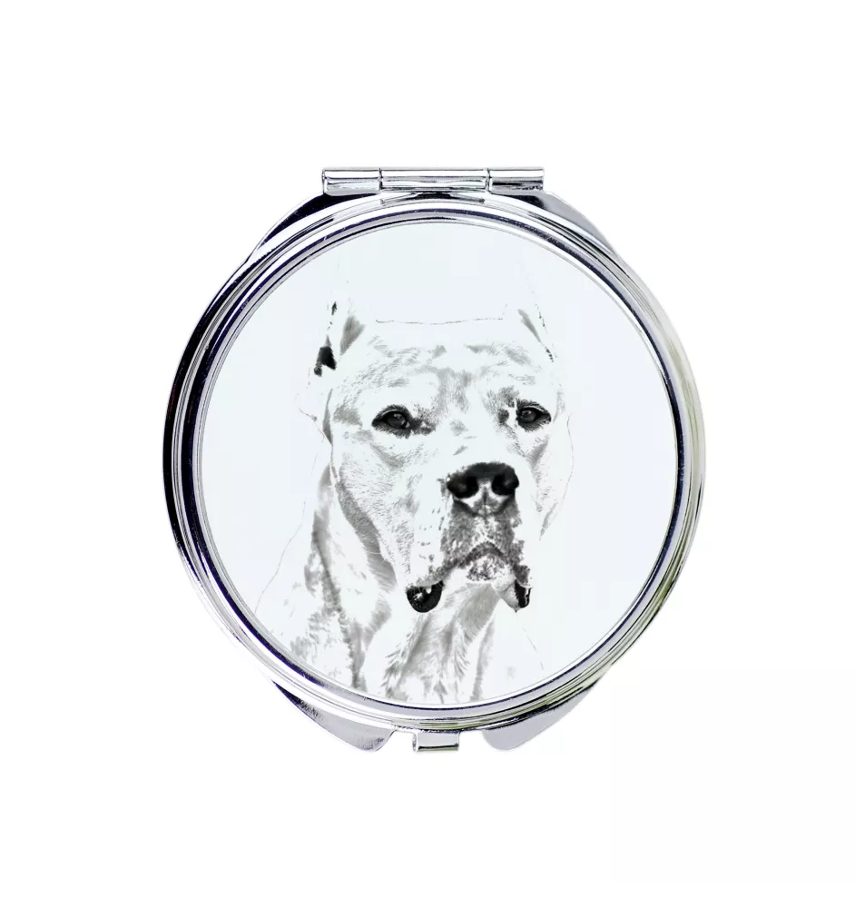 Dogo Argentino - Pocket mirror with a dog, personalized mirror for a purse, compact mirror with Art-Dog brand print.