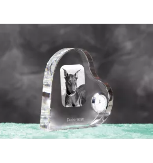 Doberman zegar w kształcie serca z psem Art-Dog