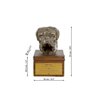 Dogue de Bordeaux - urne pour les cendres du chien avec une statuette, petite urne pour chien, urne personnalisée avec le buste du chien de la marque Art-Dog