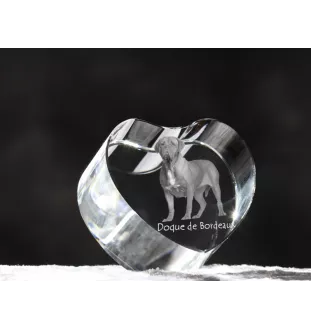Dogue de Bordeaux, French Mastiff, Bordeauxdog - a photo of a dog in crystal, crystal heart, unique photo frame from the Art-Dog brand