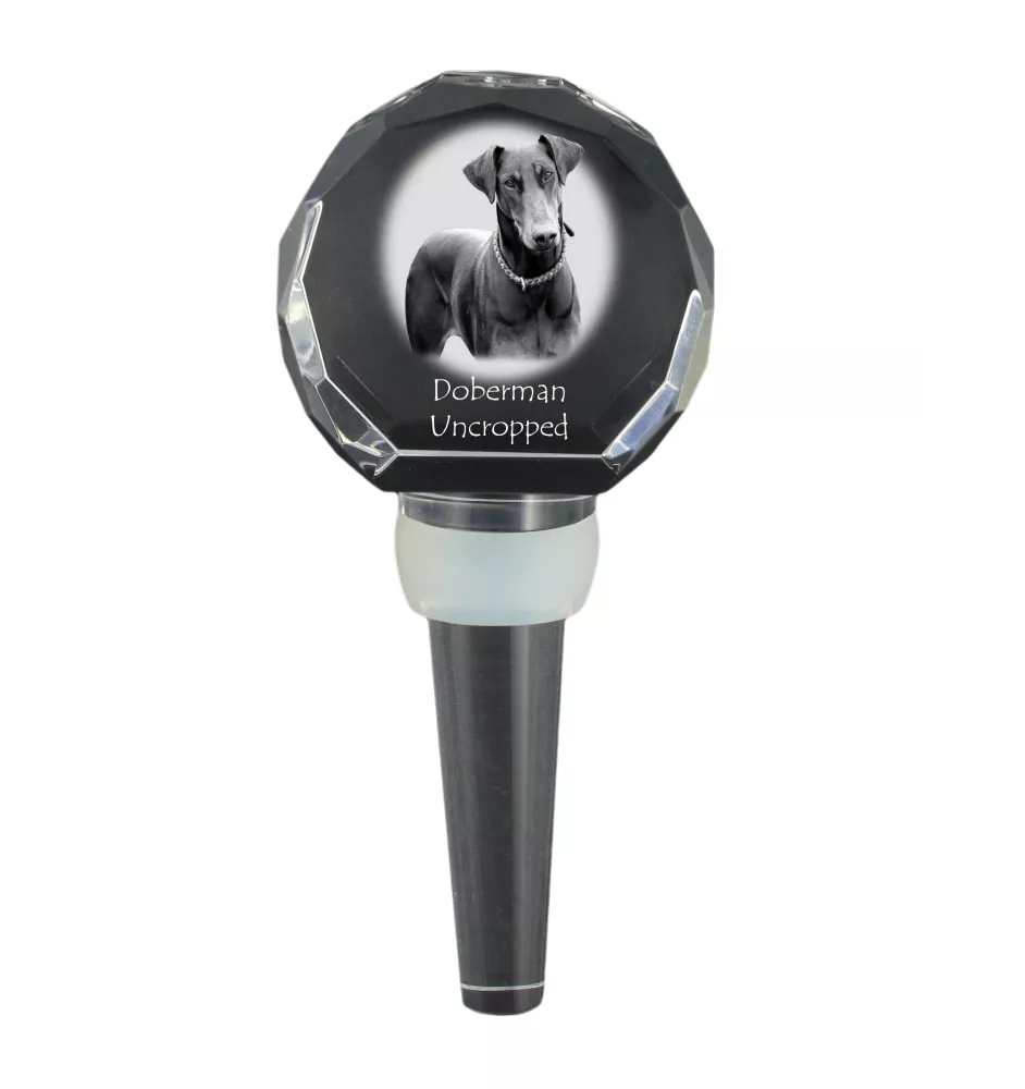 Dobermann I - Kristallflaschenverschluss, einzigartiger Weinverschluss mit Foto, personalisiertes Geschenk für Sommelier der Marke Art-Dog
