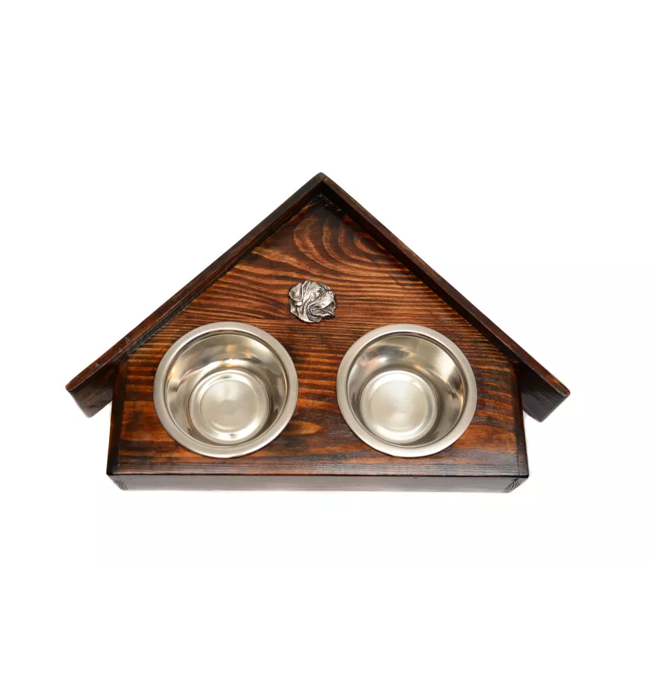 Bordeauxdogge, Dogue de Bordeaux I - Holzständer mit Schalen für Hunde, dekorative Hundeschalen, Geschenk zur Adoption eines Hundes von der Marke Art-Dog