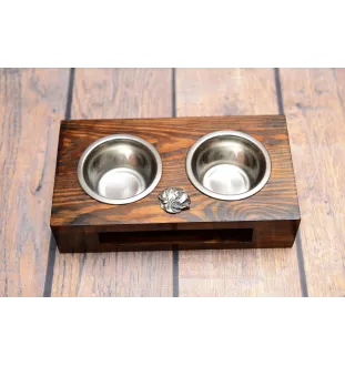 Dogue de Bordeaux, French Mastiff, Bordeauxdog I - wooden stand with bowls for a dog, steel dog bowls, a gift for adopting a dog from the Art-Dog brand