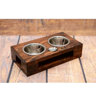 Bordeauxdogge, Dogue de Bordeaux I - Holzständer mit Näpfen für Hunde, Edelstahlnäpfe, Geschenk zur Adoption eines Hundes von der Marke Art-Dog