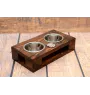 Dogue de Bordeaux, French Mastiff, Bordeauxdog II - wooden stand with bowls for a dog, steel dog bowls, a gift for adopting a dog from the Art-Dog brand