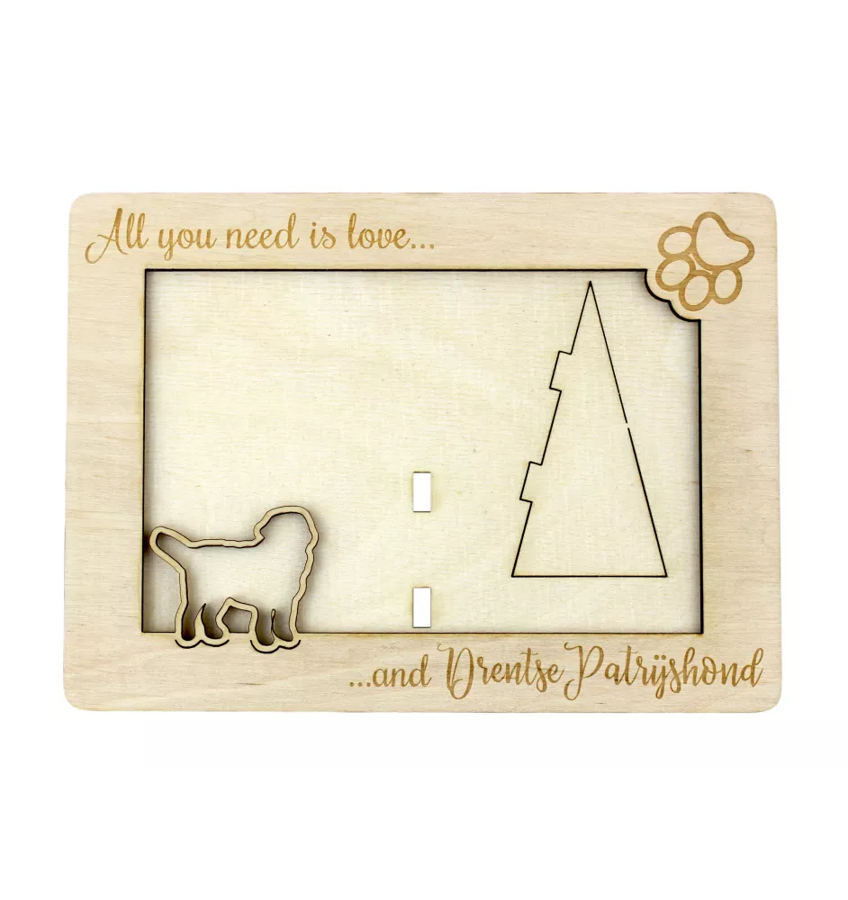 Chien de perdrix de Drente, Drentse Patrijshond - Cadre photo, cadre en bois gravé, un joli gadget pour l'amoureux des chiens par Art-Dog