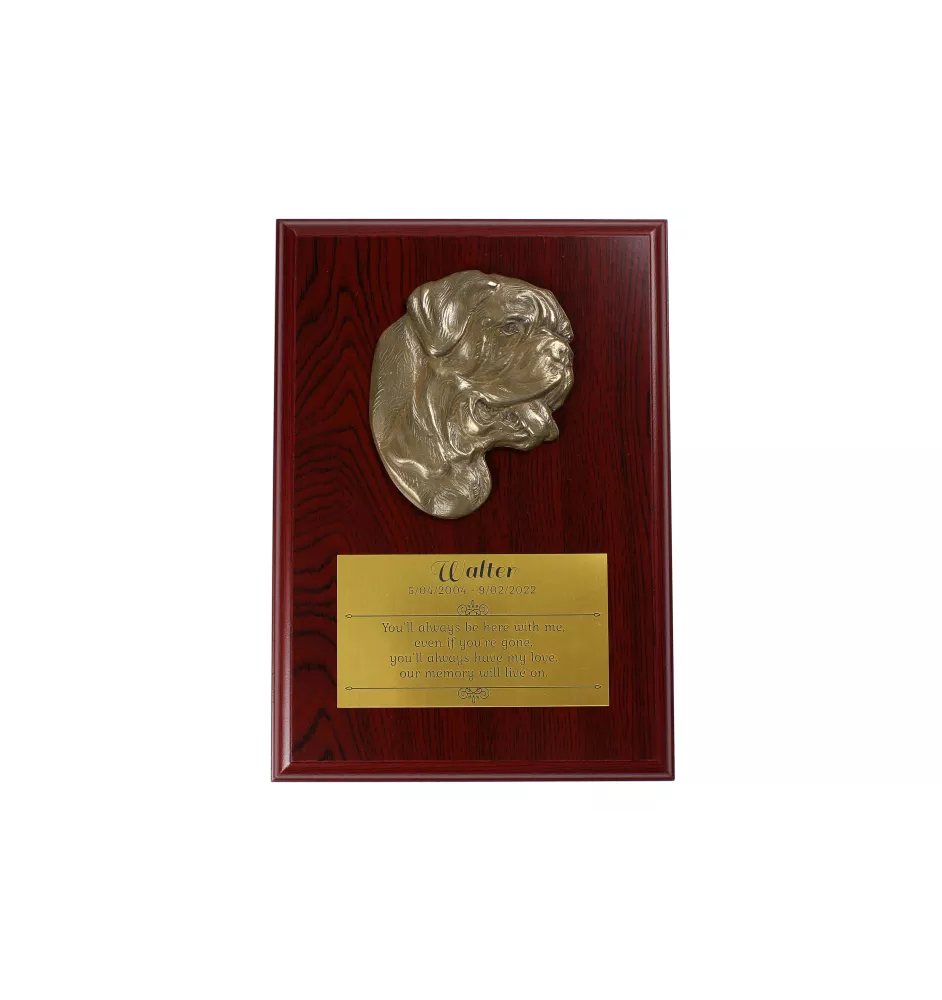 Dogue de Bordeaux, French Mastiff, Bordeauxdog - bas-relief of a dog, small decoration, realistic plaque with the Art-Dog brand