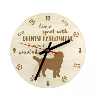 Drentse Patrijshond, Drentsche Patrijshond - clock with a dog, wooden clock, wall clock for dog lovers, clock for desk and shelf, Art-Dog