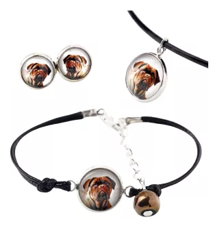 Bordeauxdogge, Dogue de Bordeaux - Schmuckset in einer Schachtel, Halskette, Ohrringe, Armband, Produkte der Marke Art-Dog