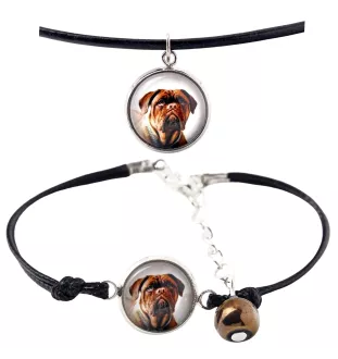 Dogue de Bordeaux - ensemble de bijoux avec votre photo, ensemble fait à la main, bracelet et collier de la marque Art.-Dog
