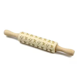 Drentse Patrijshond, Drentsche Patrijshond - small rolling pin with a dog, patterned dough roller, gadget for ceramicists from the Art-Dog brand