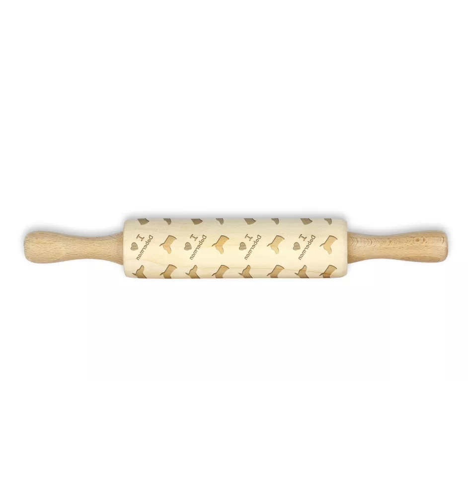 Dobermann - kleiner Nudelholz mit Hundemuster, Nudelholz für Kinder, Verzierung von Keramikton von Art-Dog.