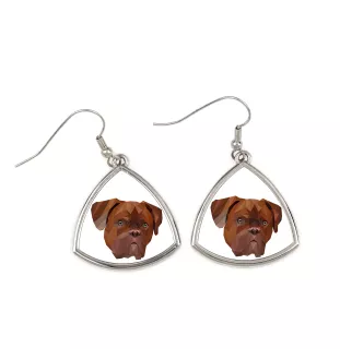 Dogue de Bordeaux, French Mastiff, Bordeauxdog - earrings with a picture and the inscription geometric dog Art-Dog