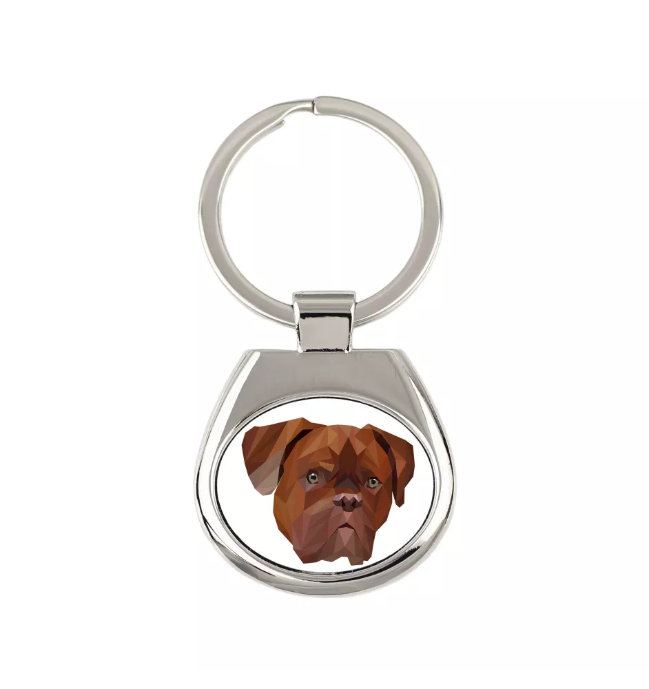 Dogue de Bordeaux - porte-clés géométrique avec photo et inscription Art-Dog