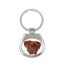 Bordeauxdogge, Dogue de Bordeaux - geometrischer Schlüsselanhänger mit Foto und Aufschrift Art-Dog