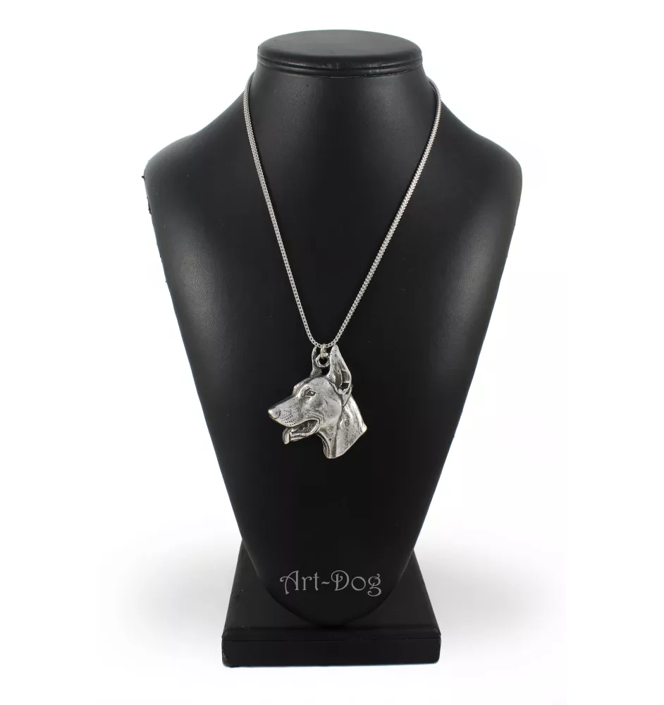 Dobermann, Dobermann Pinscher I - un collier avec un chien, un pendentif de chien sur une chaîne en argent, un bijou unique de la marque Art-Dog