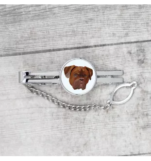 Dogue de Bordeaux - épingle de cravate géométrique avec photo et inscription Art-Dog