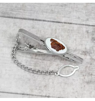 Bordeauxdogge, Dogue de Bordeaux - geometrische Krawattennadel mit Bild und Schriftzug von Art-Dog