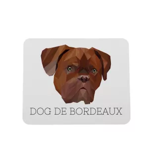 Dogue de Bordeaux, French Mastiff, Bordeauxdog - geometric mouse pad with a picture and text by Art-Dog