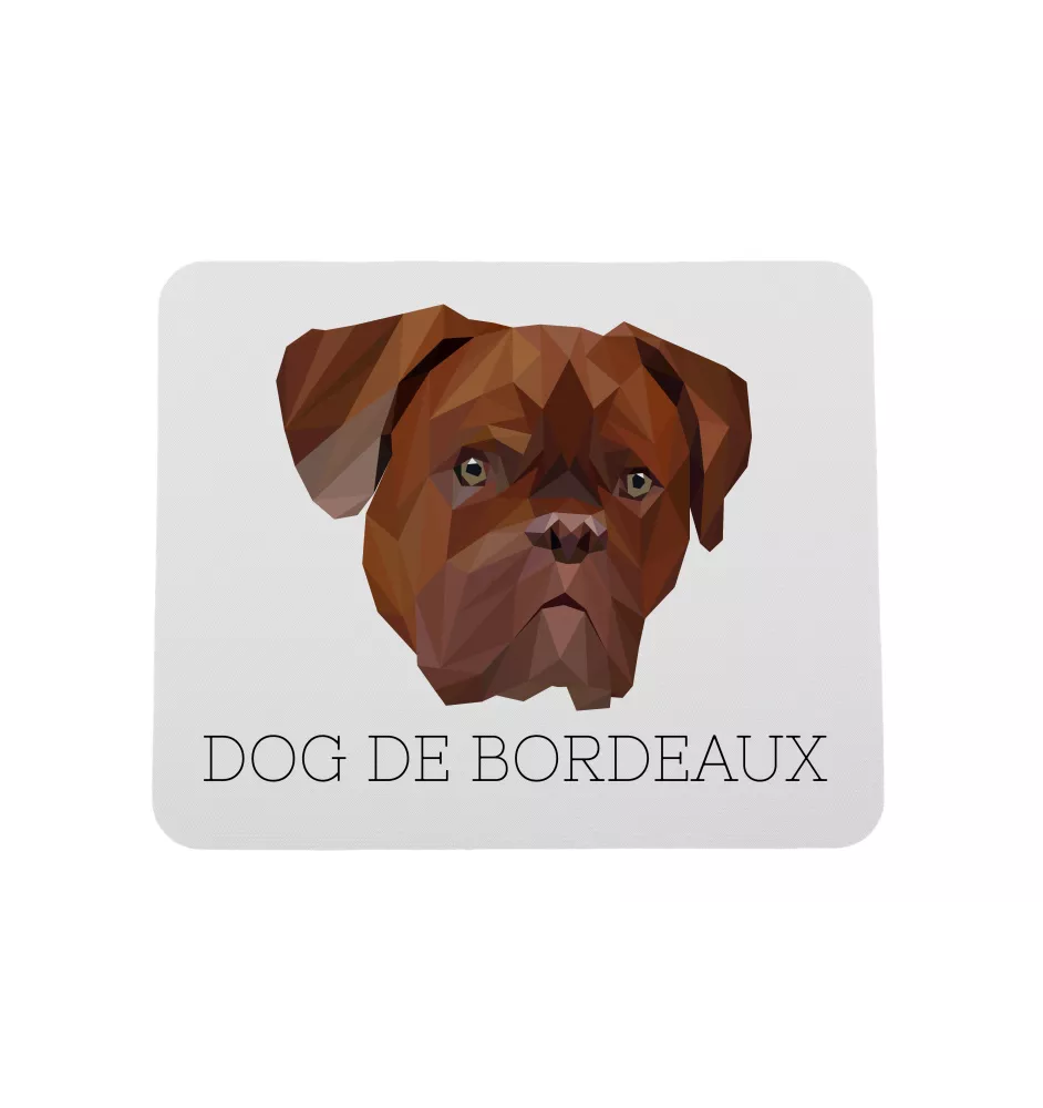 Bordeauxdogge, Dogue de Bordeaux - geometrisches Mauspad mit Bild und Aufschrift von Art-Dog